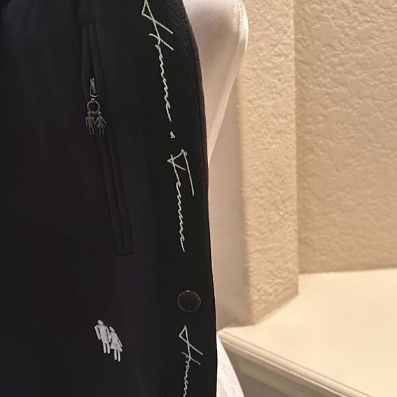 Homme + Femme Unisex M Signature Track Pants Black 100% Cotton Sweatpants New - Picture 4 of 14